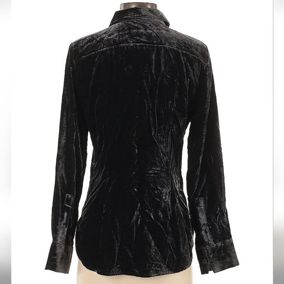 J Crew Black Velvet Button-Up Shirt NWT SZ 0 - Picture 3 of 16
